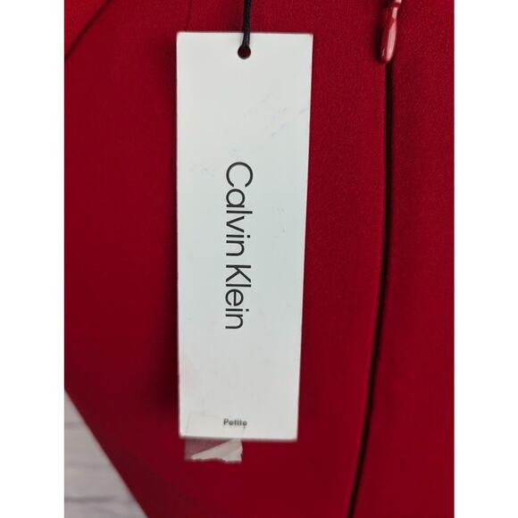 Calvin Klein Petite Piping Trim Bow Dress Crepe Red Black Size 0P Mini - Picture 5 of 6